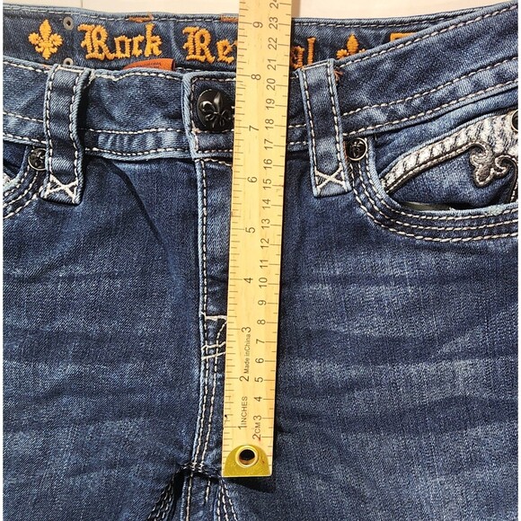 Rock Revival Stephanie Easy Capri Jeans Rhinestones Women’s Size 29 Distressed - Picture 13 of 15